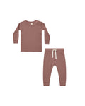 Quincy Mae Waffle Top + Pant Set - Fig