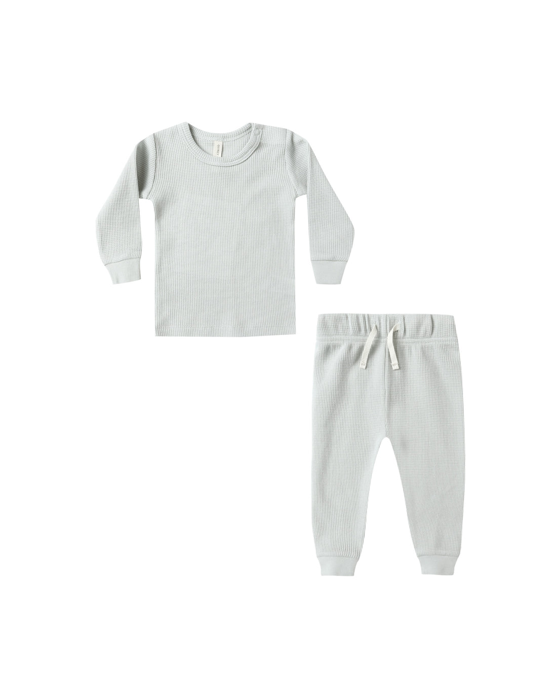 Quincy Mae Waffle Top + Pant Set - Ice Blue