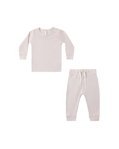 Quincy Mae Waffle Top + Pant Set - Lilac Mist