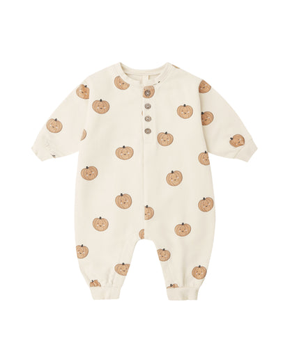 Quincy Mae Relaxed Fleece Jumpsuit - Pumpkins
