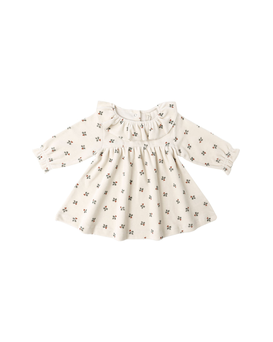 Quincy Mae Velour Baby Dress - Holly Berry