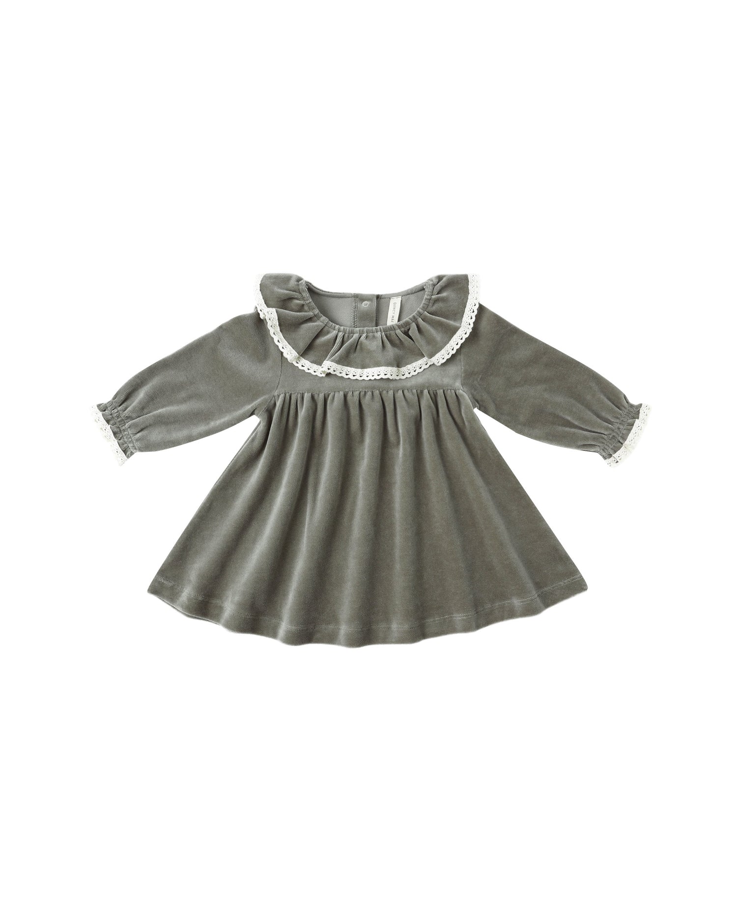 Quincy Mae Velour Baby Dress - Forest