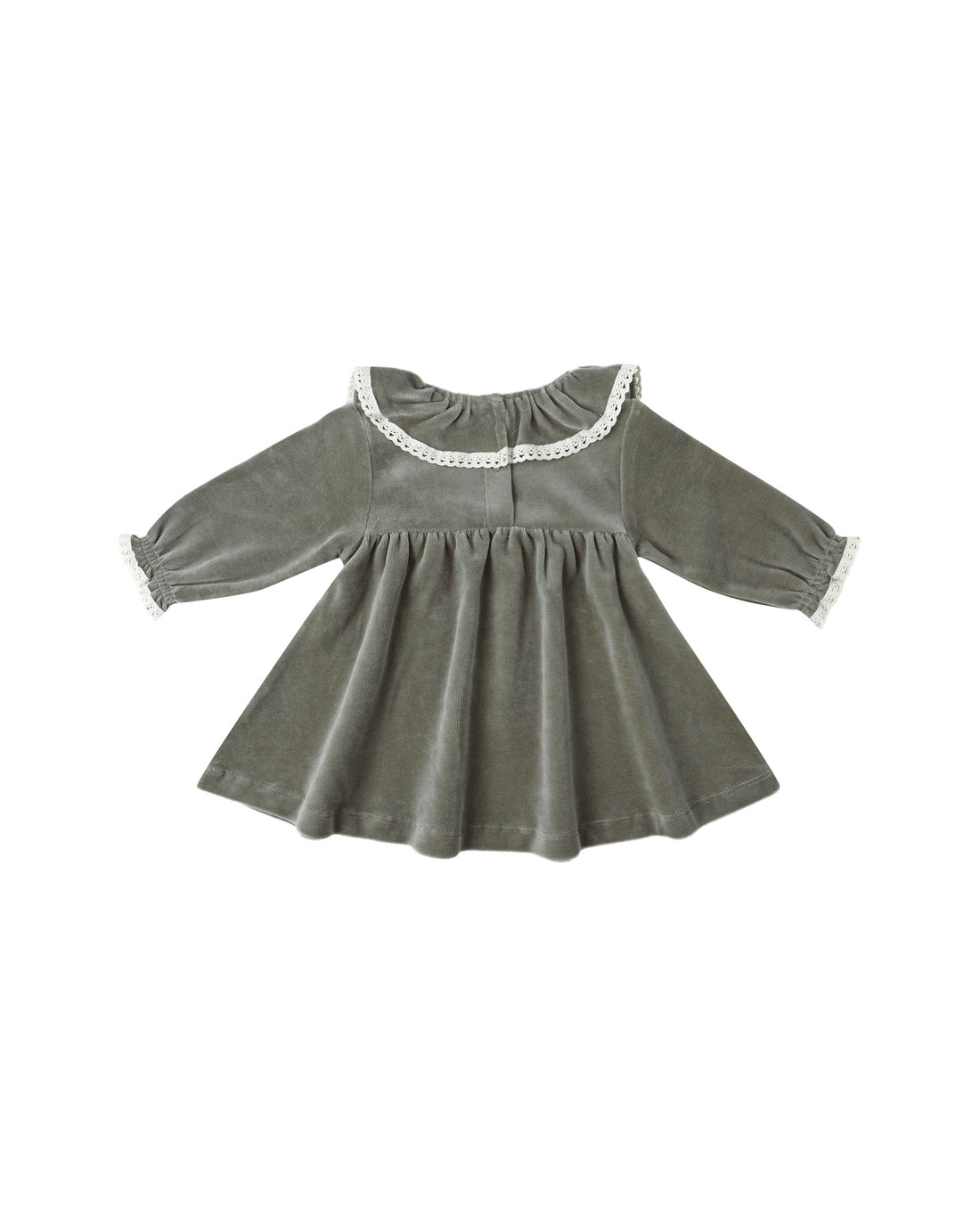 Quincy Mae Velour Baby Dress - Forest