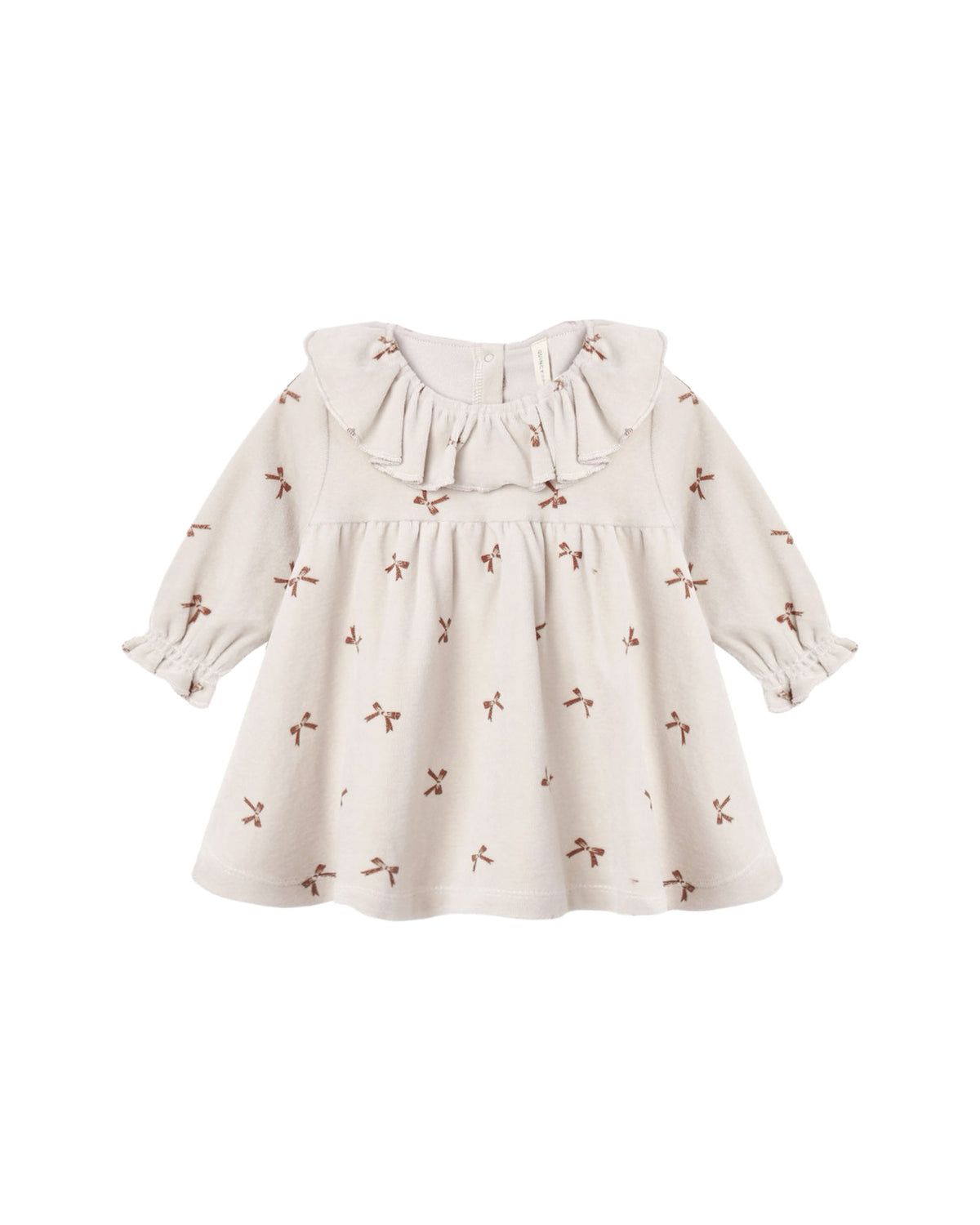 Quincy Mae Velour Baby Dress - Red Bows