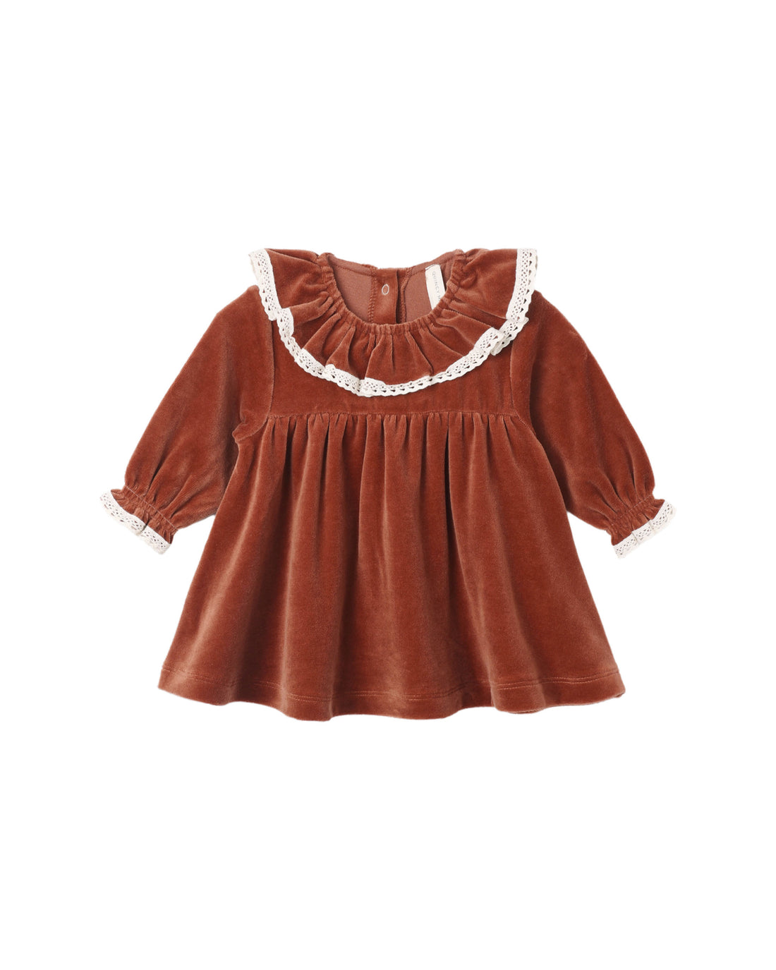 Quincy Mae Velour Baby Dress - Redwood
