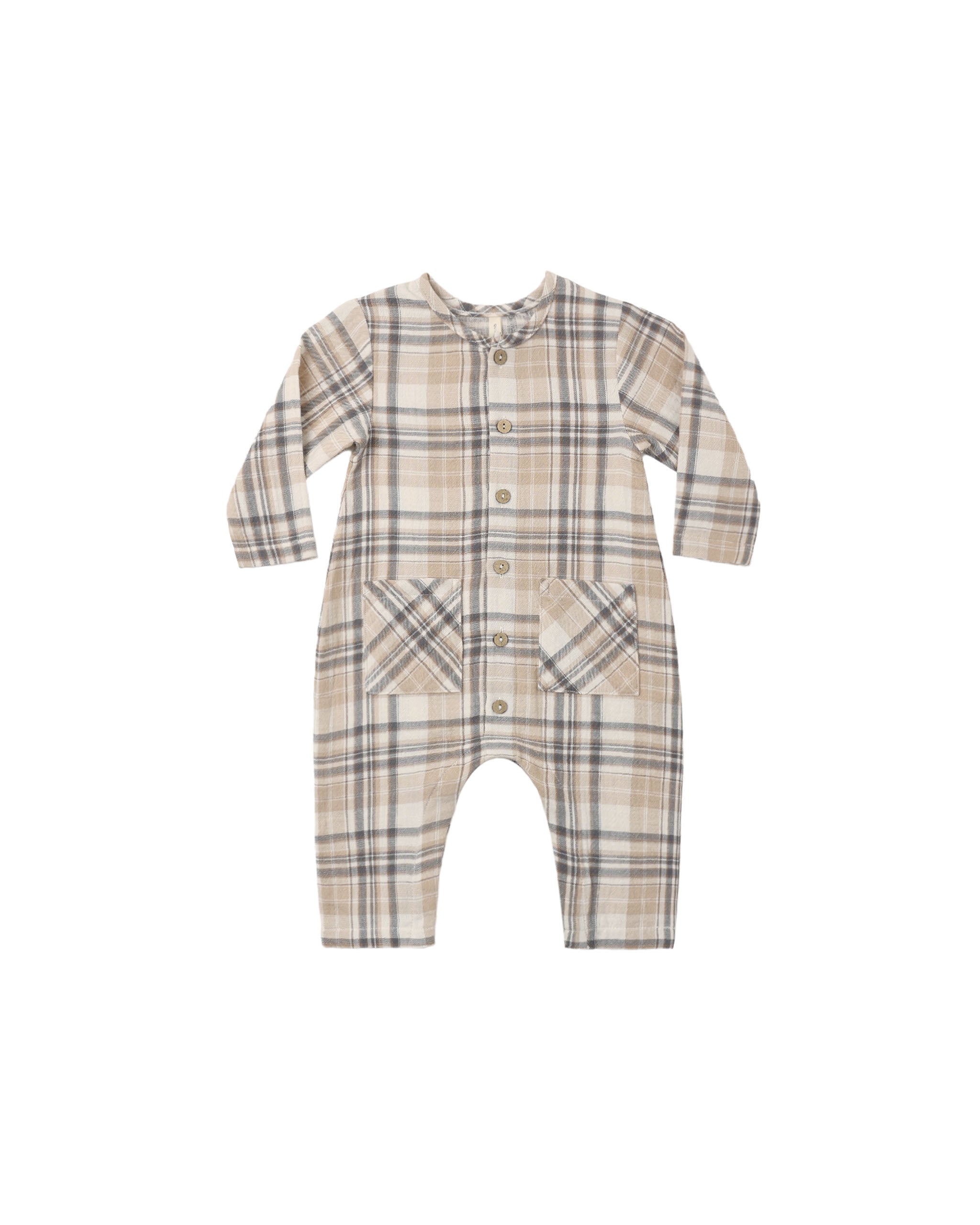 Quincy Mae Pocketed Woven Jumpsuit - Fall Plaid