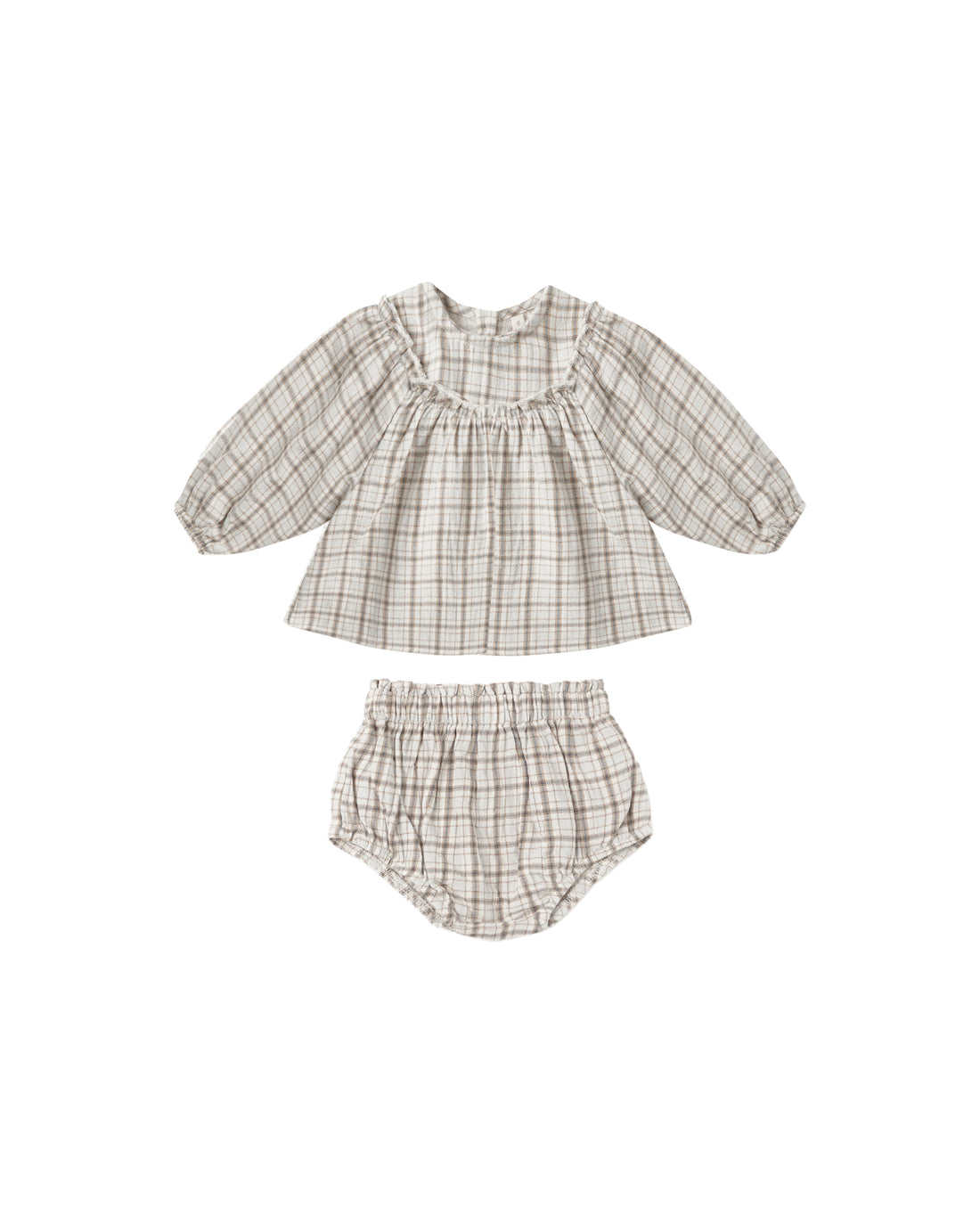 Quincy Mae Mia Top + Bloomer Set - Blue Plaid