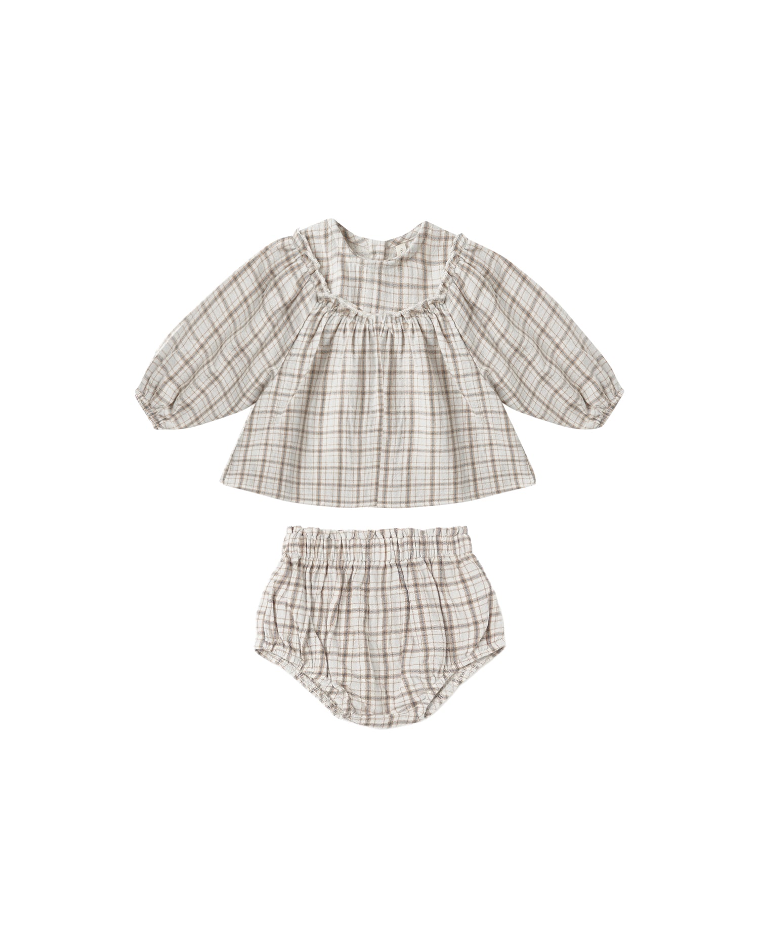 Quincy Mae Mia Top + Bloomer Set - Blue Plaid