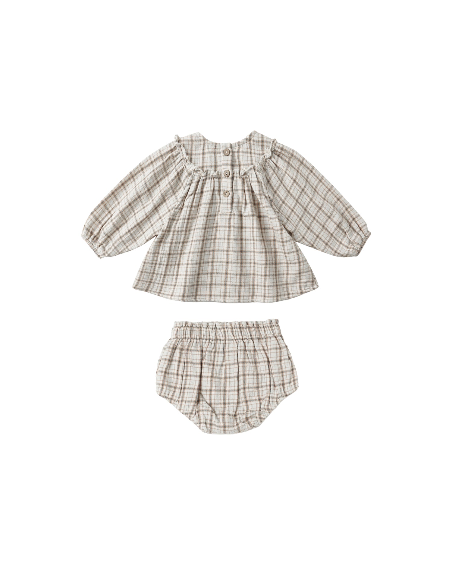 Quincy Mae Mia Top + Bloomer Set - Blue Plaid