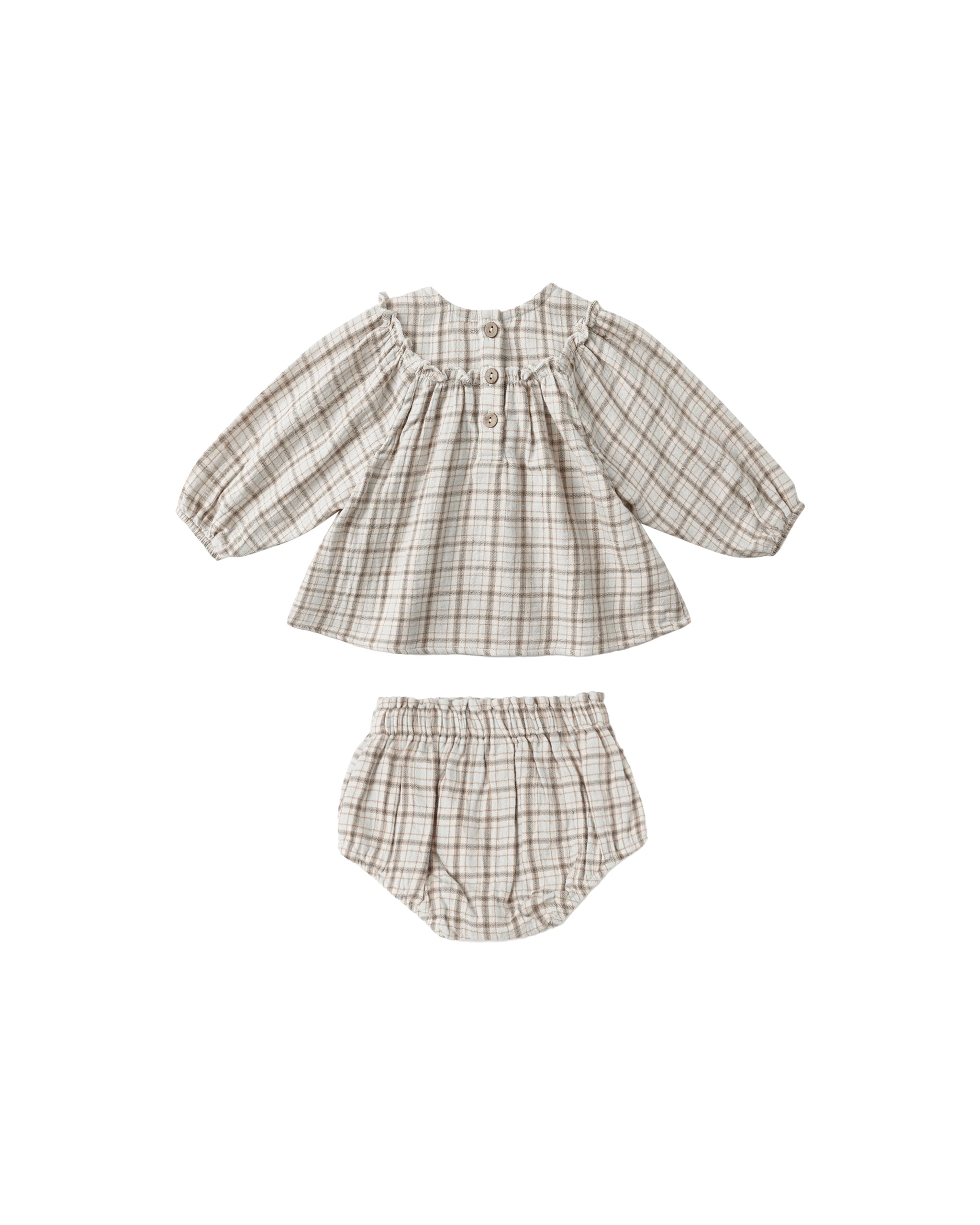 Quincy Mae Mia Top + Bloomer Set - Blue Plaid