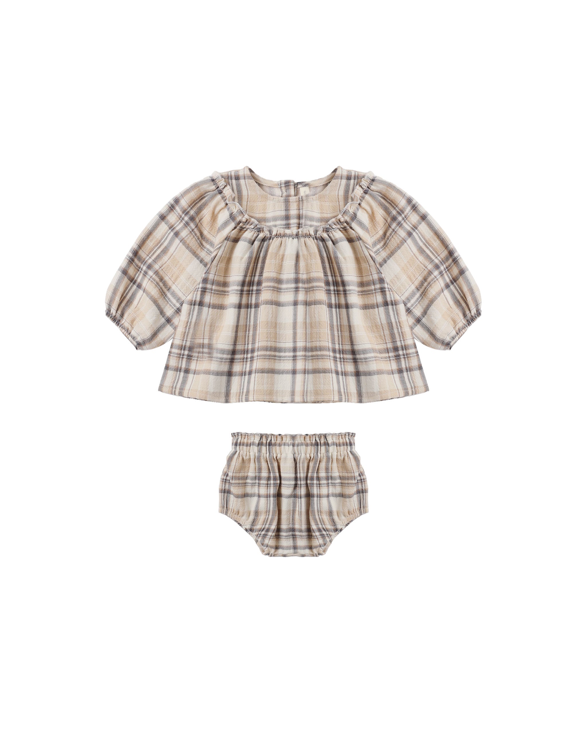 Quincy Mae Mia Top + Bloomer Set - Fall Plaid