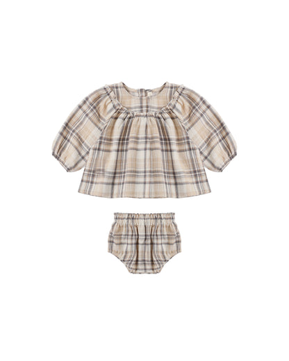 Quincy Mae Mia Top + Bloomer Set - Fall Plaid