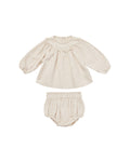 Quincy Mae Balloon Sleeve Blouse + Bloomer Set - Daisy Embroidery