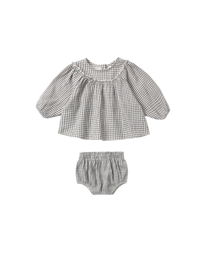 Quincy Mae Mia Top + Bloomer Set - Midnight Gingham
