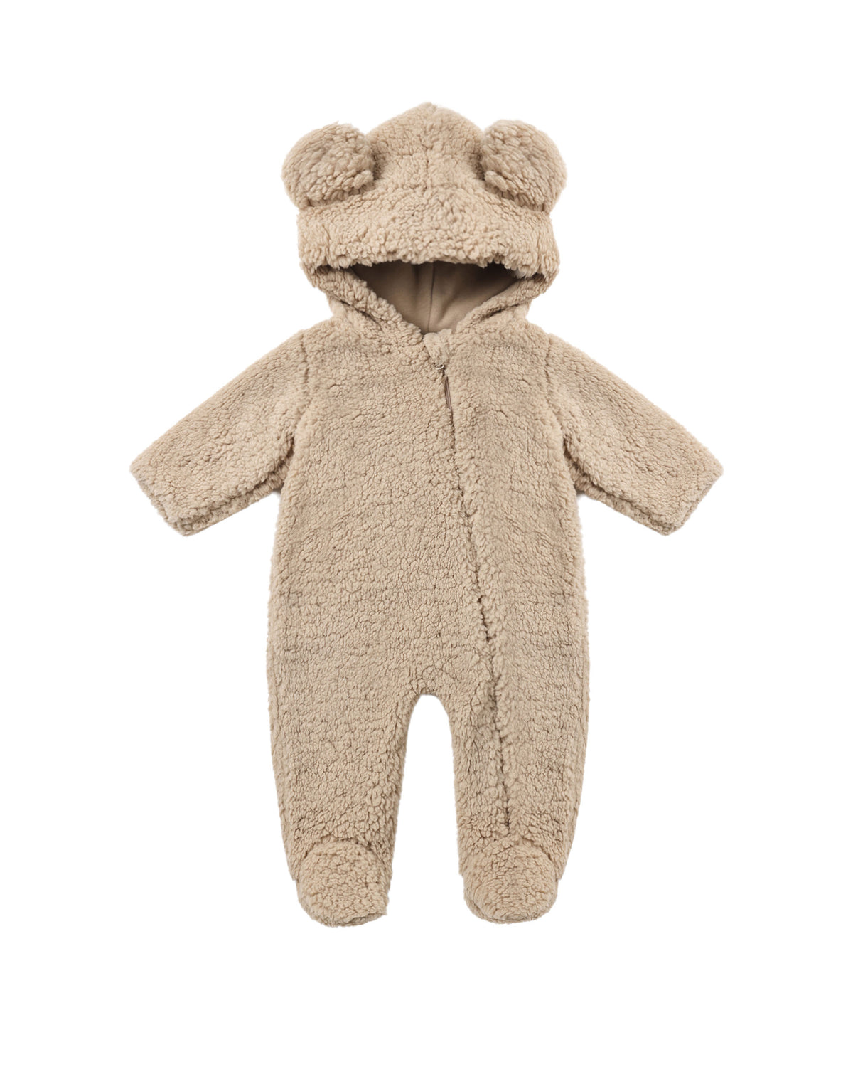 Quincy Mae Bear Jumpsuit - Latte