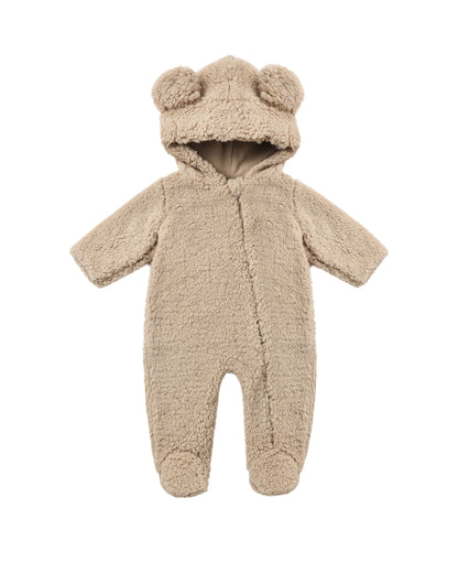 Quincy Mae Bear Jumpsuit - Latte