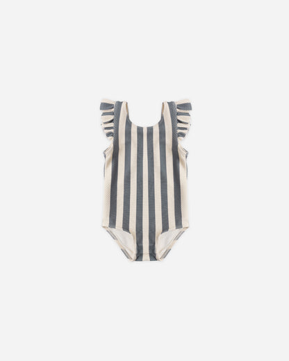 Quincy Mae Scoop Back One Piece Swimsuit - Retro Ocean Stripe