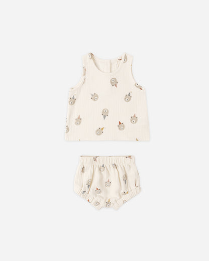 Quincy Mae Woven Tank Set - Party Bears