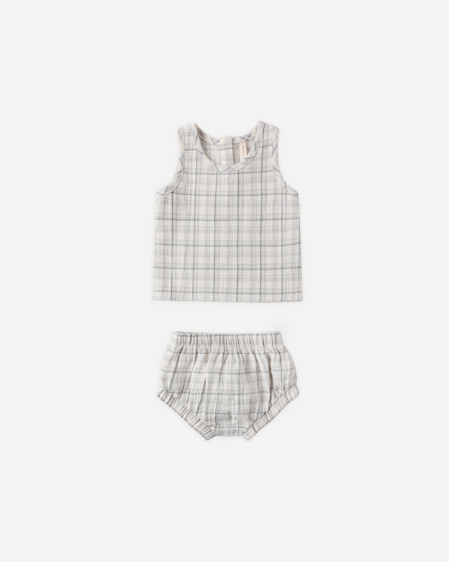 Quincy Mae Woven Tank Set - Blue Plaid