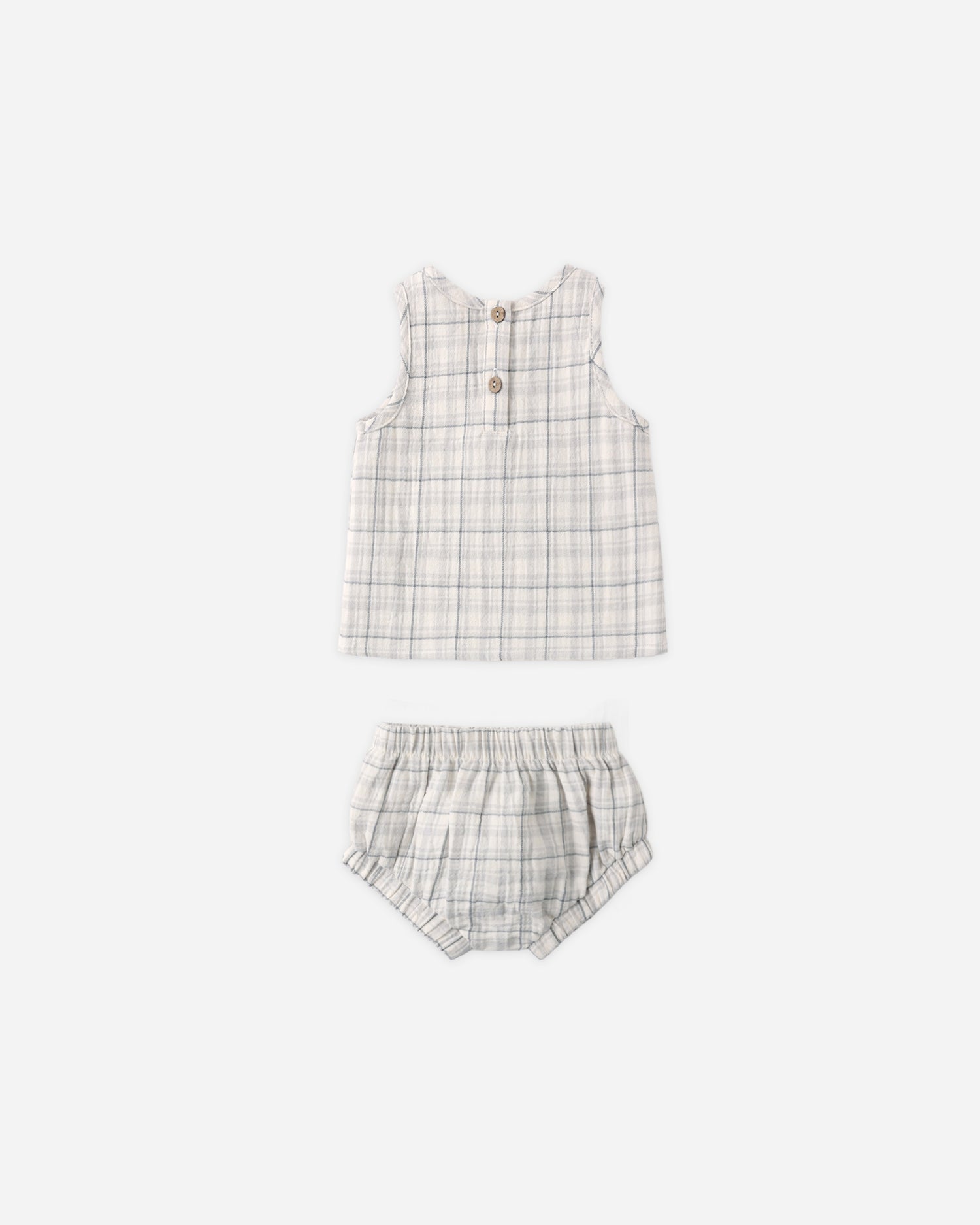 Quincy Mae Woven Tank Set - Blue Plaid