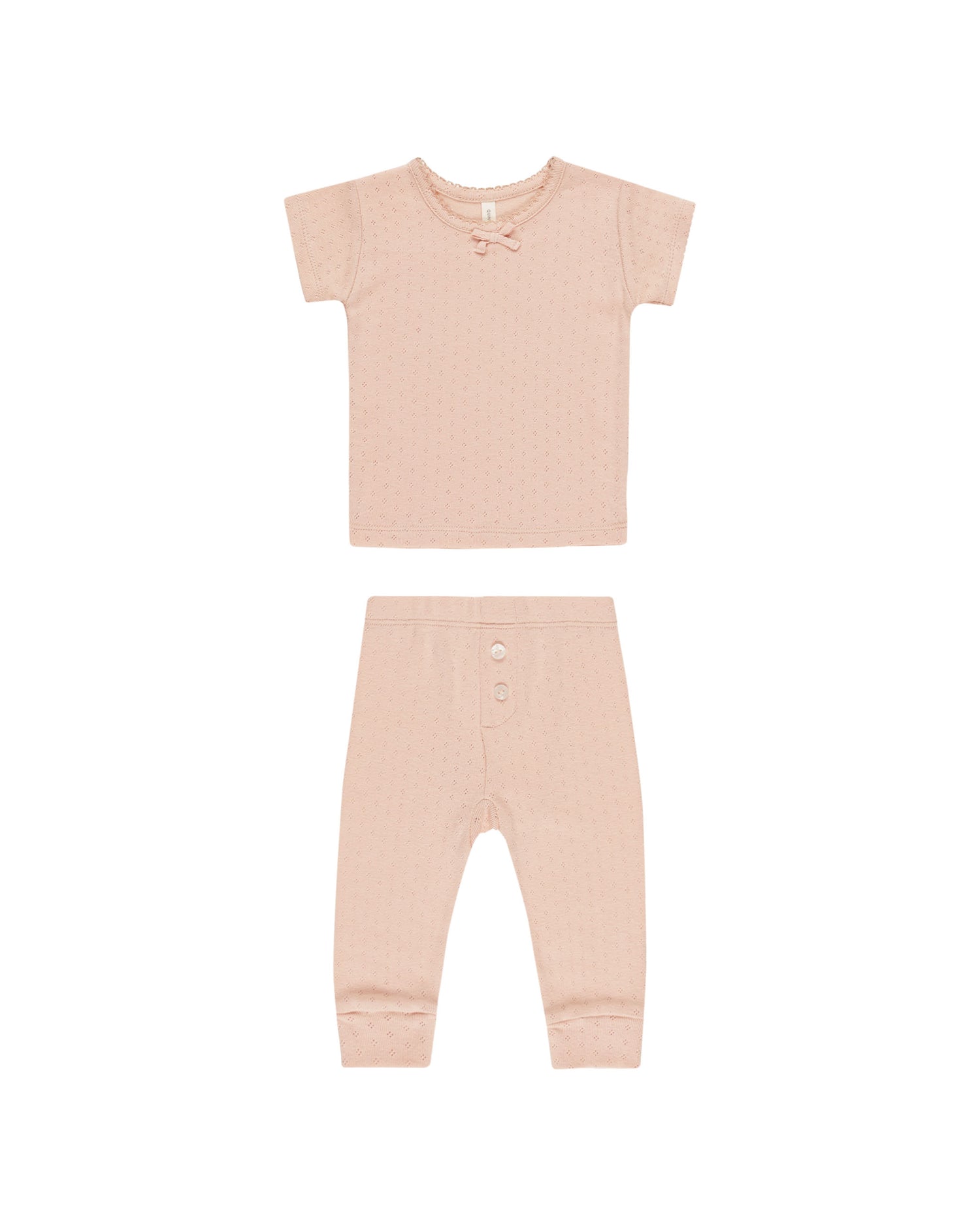 Quincy Mae Pointelle Tee + Legging - Melon