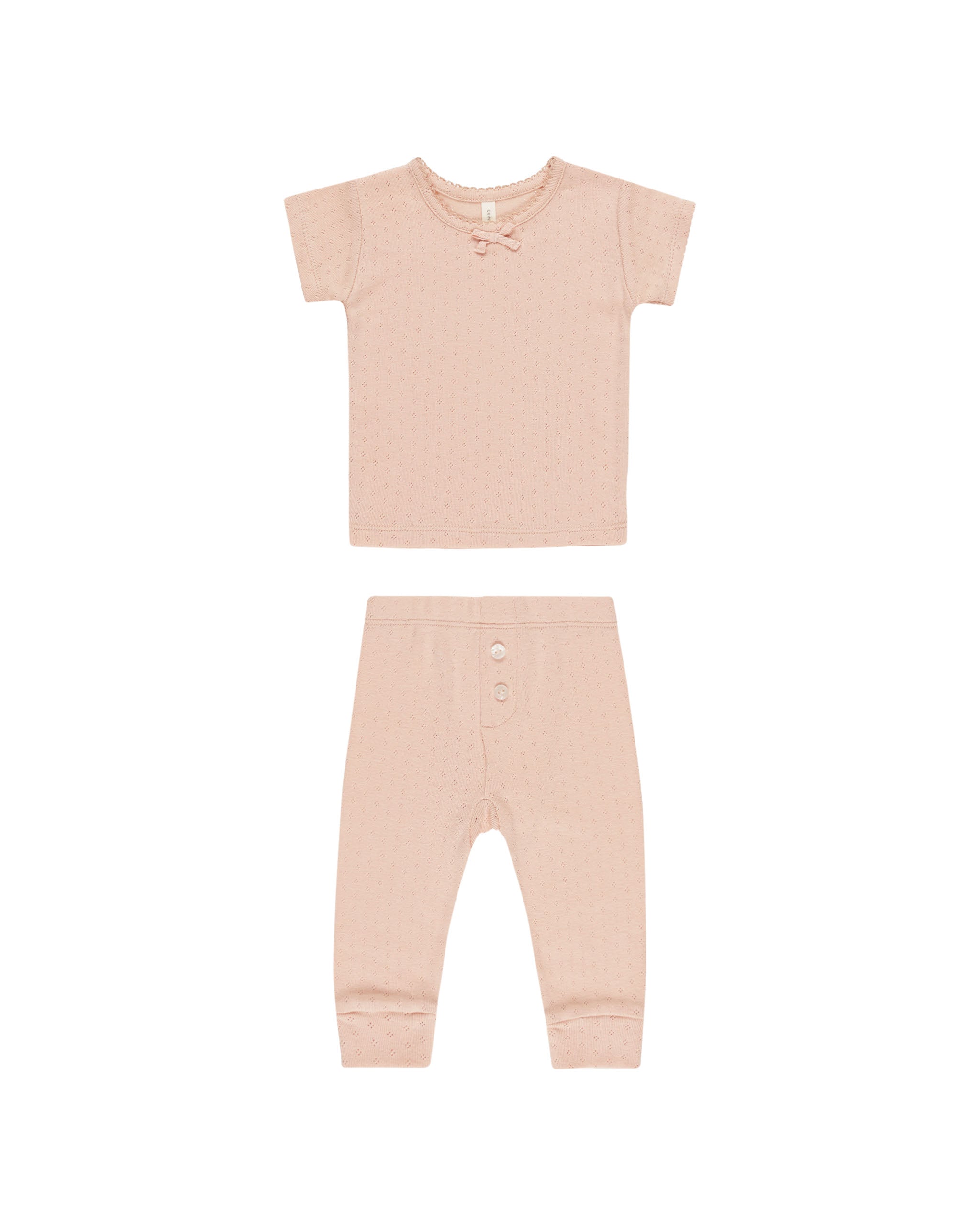 Quincy Mae Pointelle Tee + Legging - Melon
