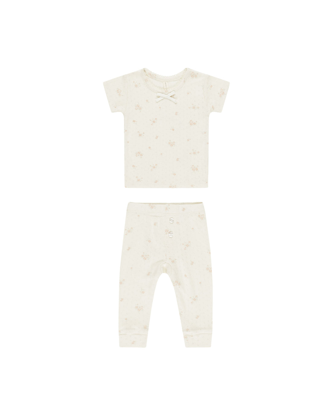 Quincy Mae Pointelle Tee + Legging - Pink Ditsy