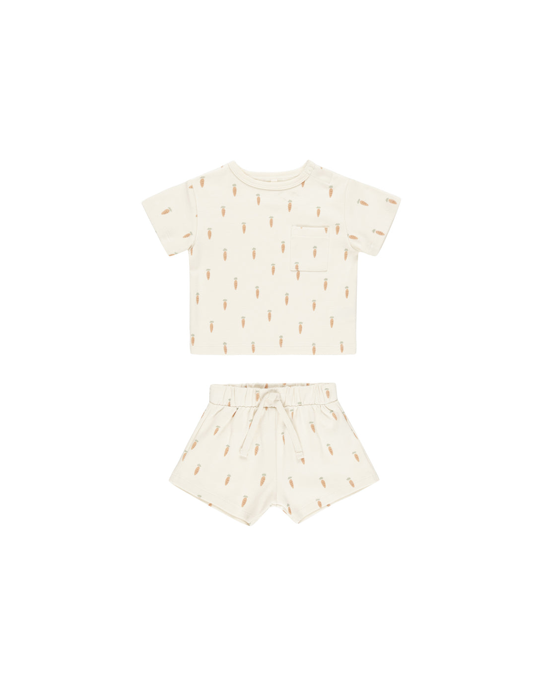 Quincy Mae Boxy Pocket Tee + Short Set - Carrots
