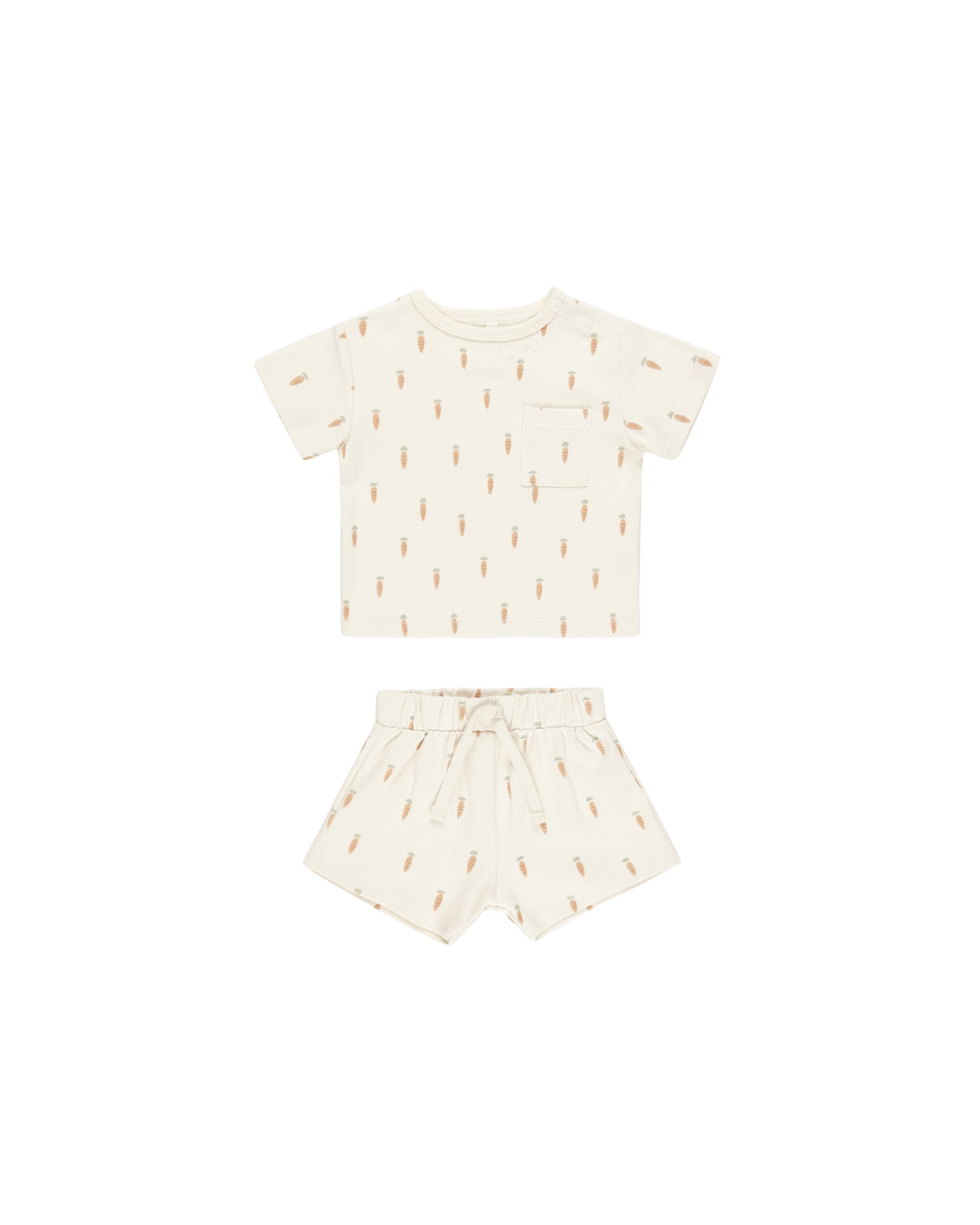 Quincy Mae Boxy Pocket Tee + Short Set - Carrots