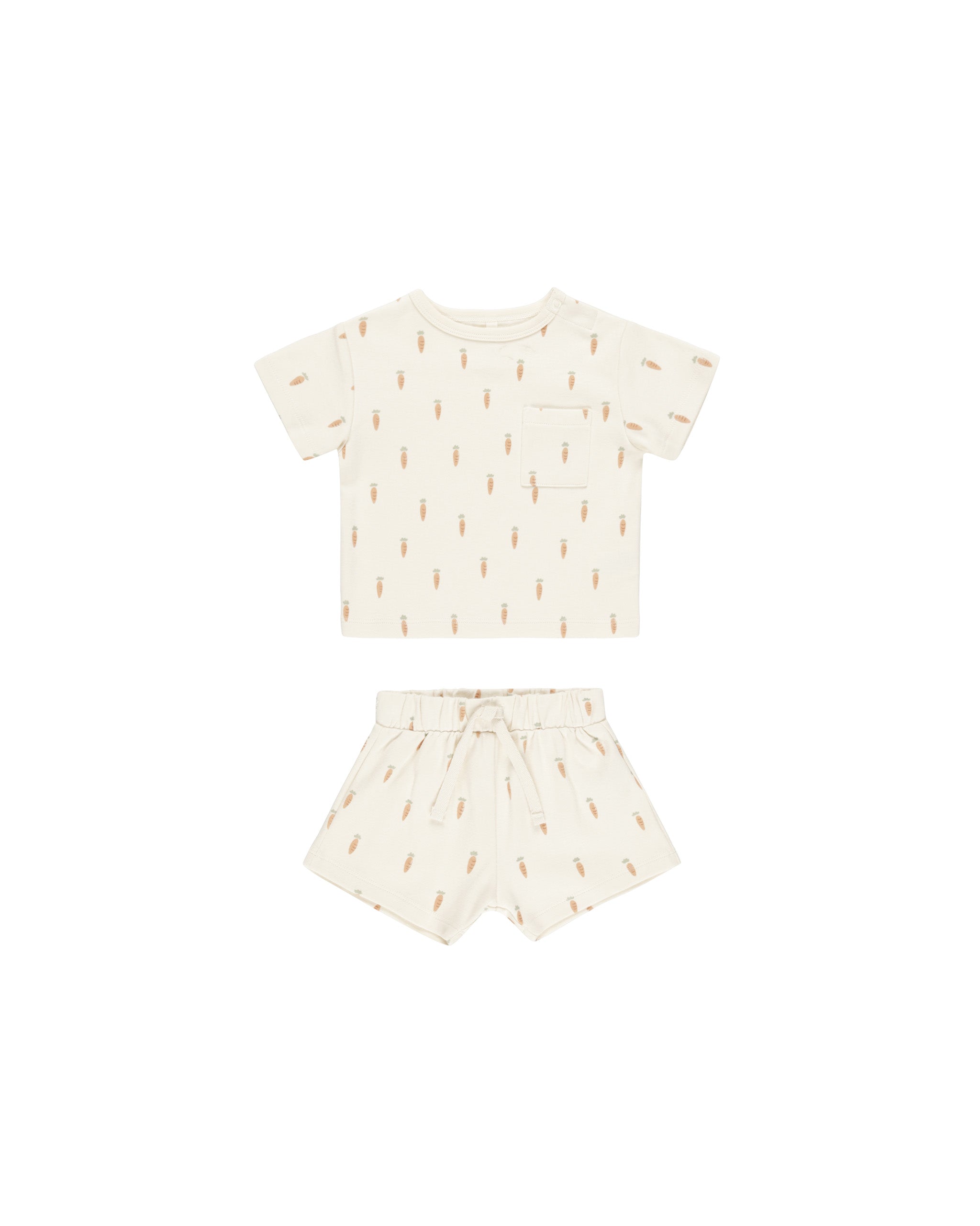 Quincy Mae Boxy Pocket Tee + Short Set - Carrots