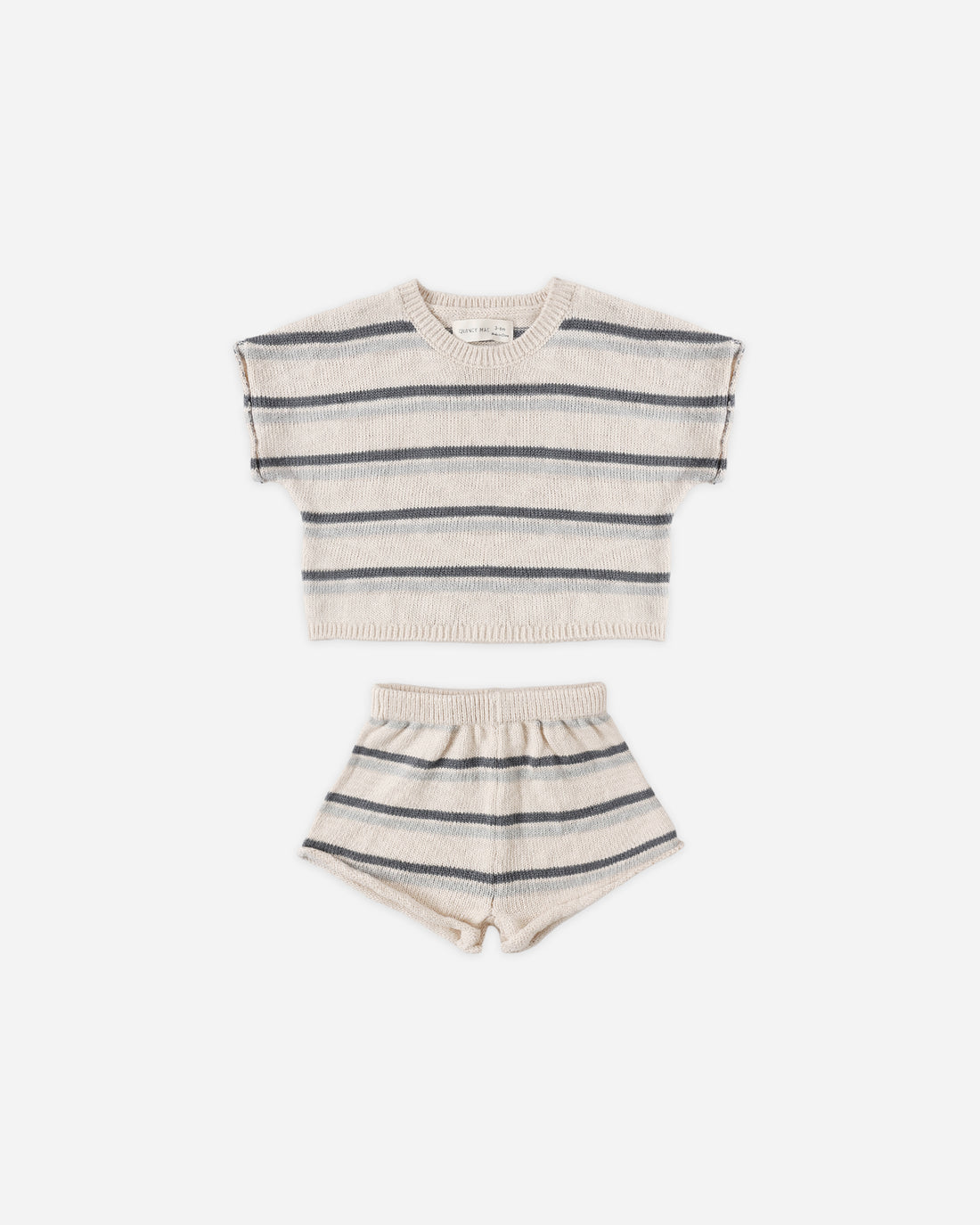 Quincy Mae Relaxed Summer Knit Set - Ocean Stripe