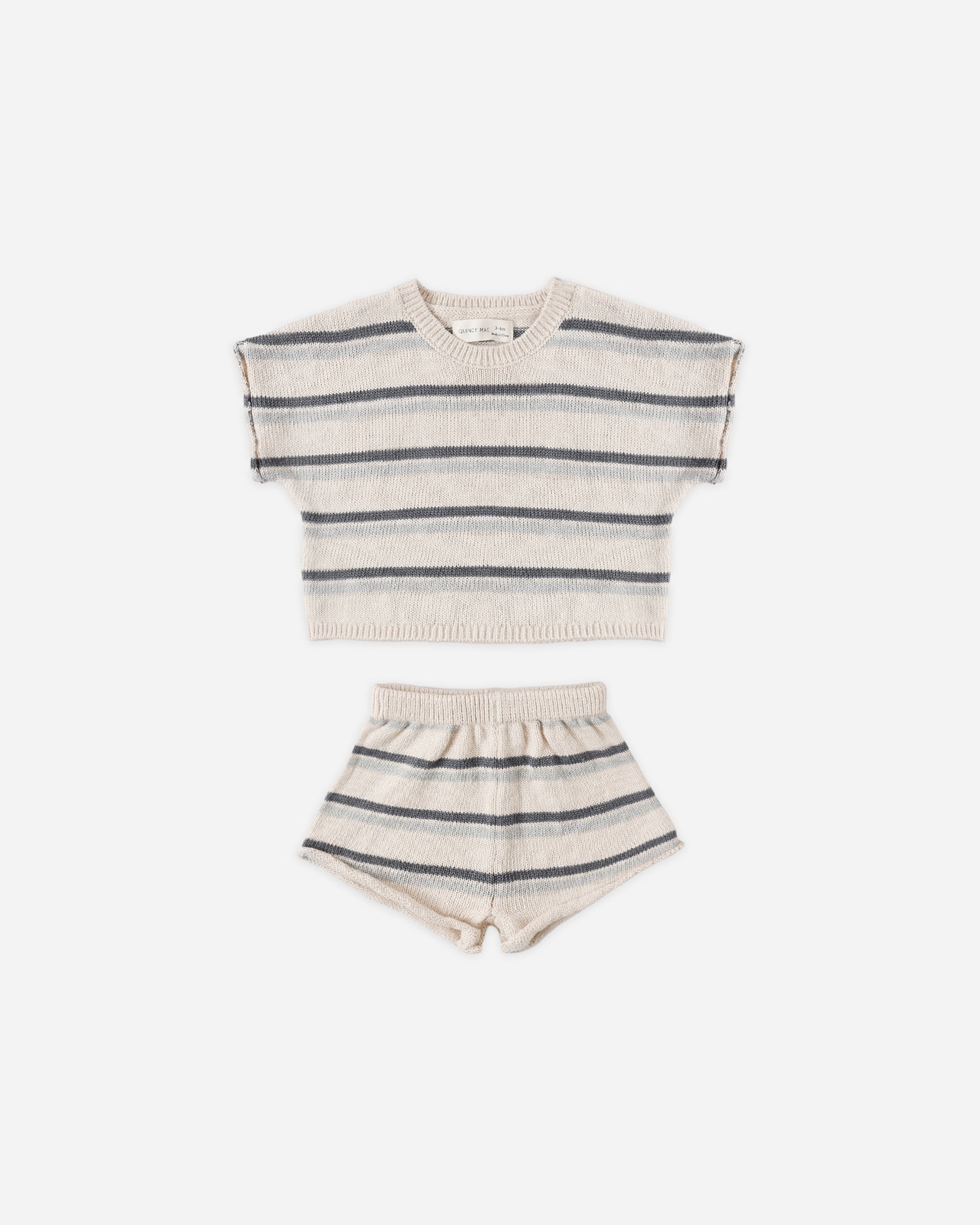 Quincy Mae Relaxed Summer Knit Set - Ocean Stripe