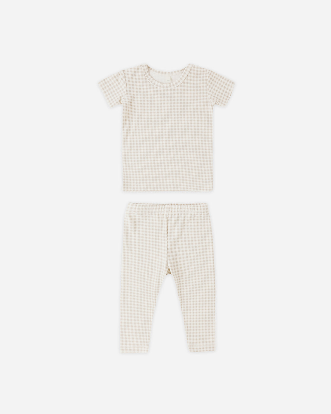 Quincy Mae Bamboo Short Sleeve Pajama Set - Oat Gingham