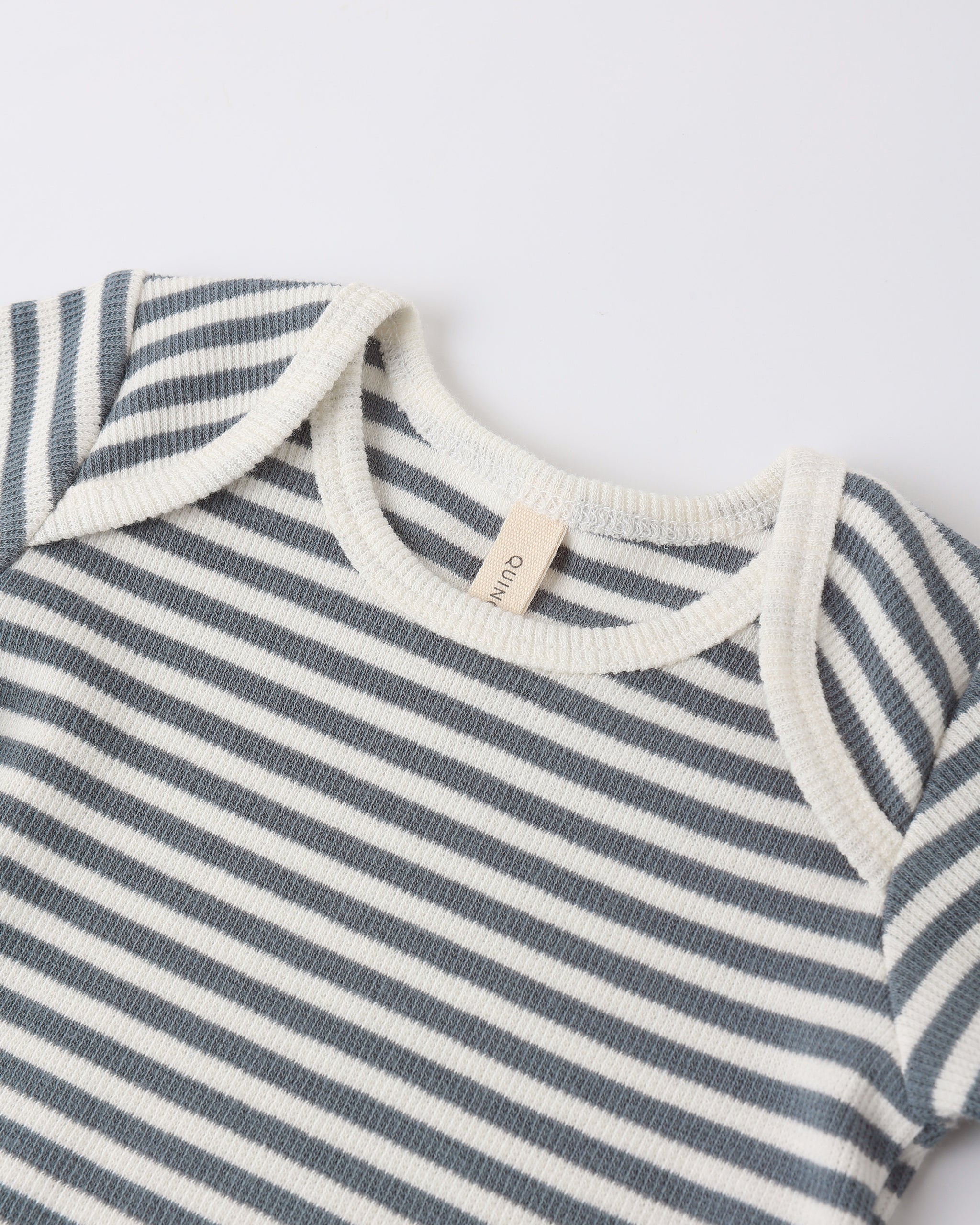 Quincy Mae Ribbed Short Sleeve Tee + Legging Set - Ocean Stripe