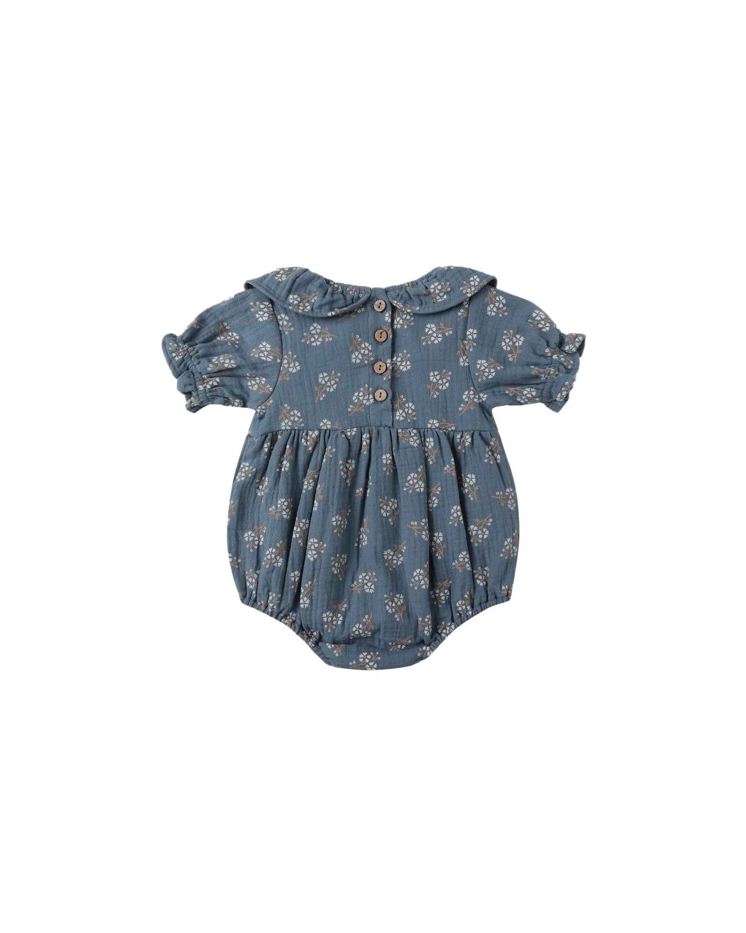 Quincy Mae Collared Romper - Blue Floral