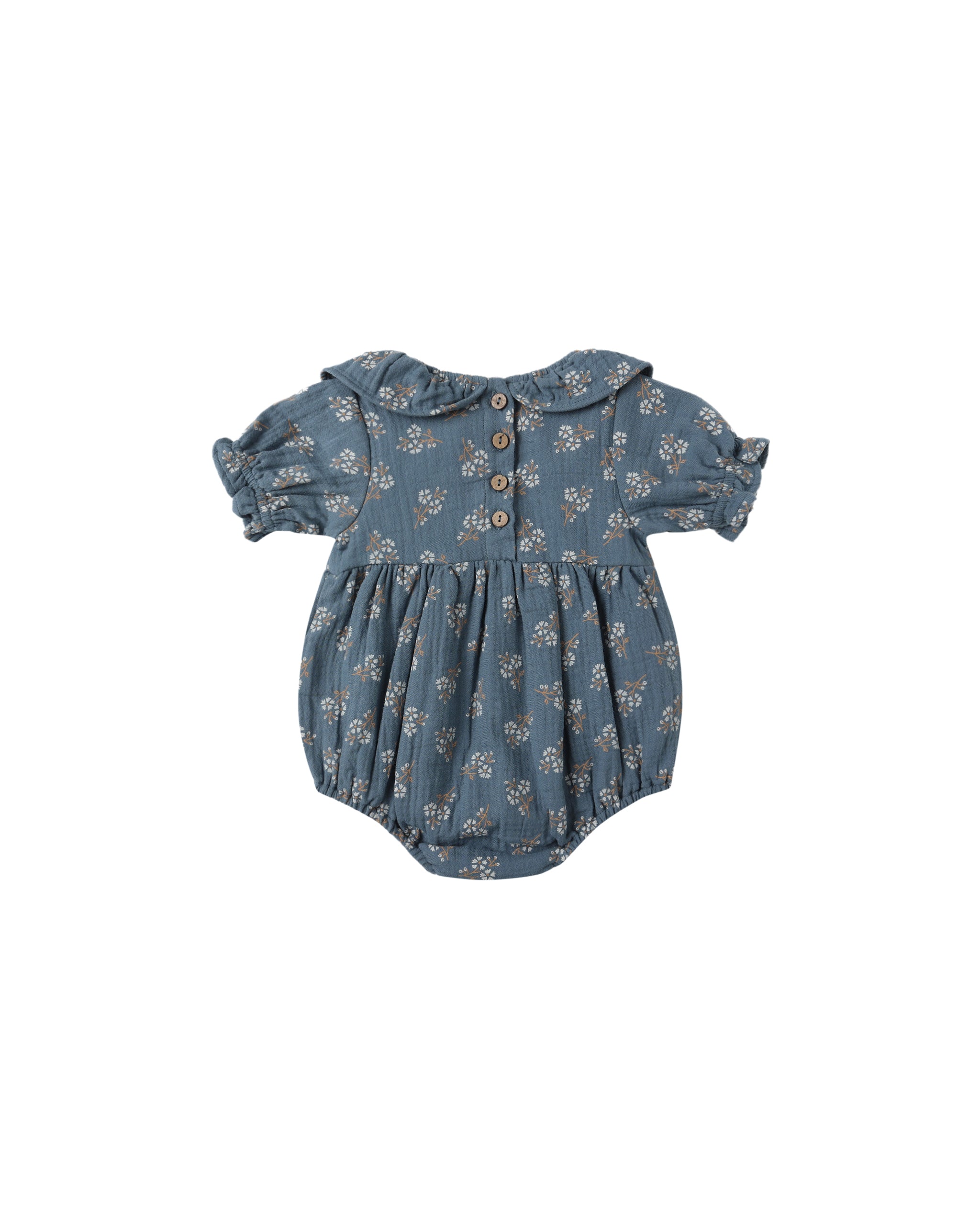 Quincy Mae Collared Romper - Blue Floral