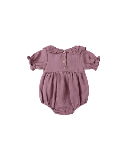 Quincy Mae Collared Romper - Mulberry