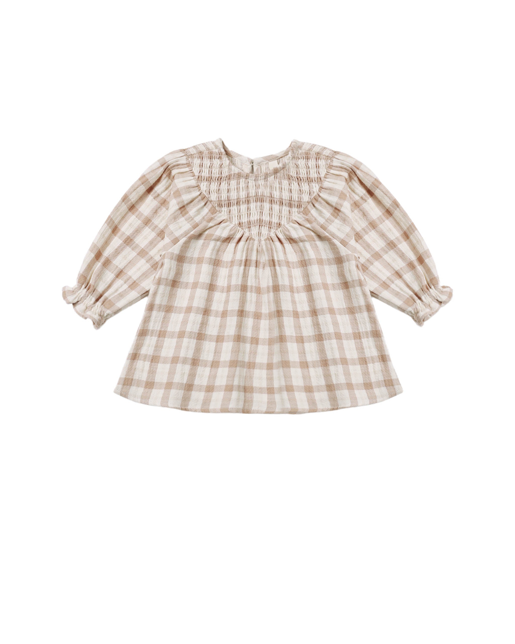 Quincy Mae V Smocked Dress - Rustic Plaid