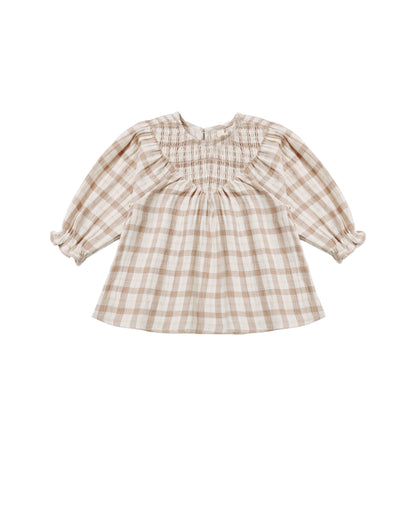 Quincy Mae V Smocked Dress - Rustic Plaid