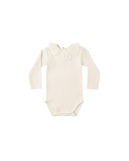 Quincy Mae Ruffle Collar Bodysuit - Natural