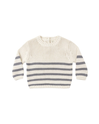Quincy Mae Rex Sweater - Slate Stripe