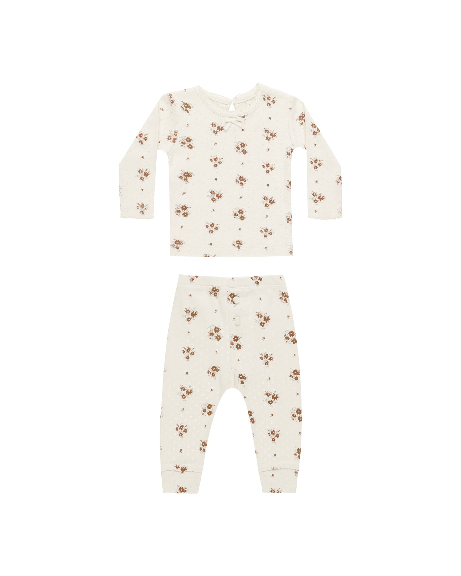 Quincy Mae Pointelle Long Sleeve Tee + Legging - Autumn Flora