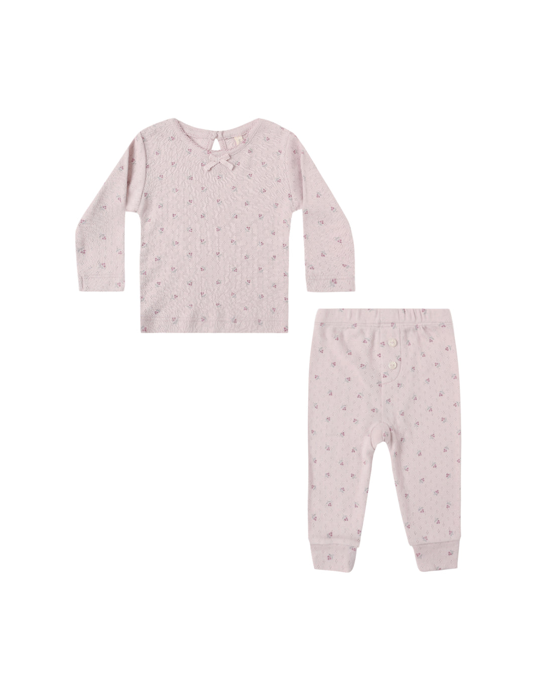 Quincy Mae Pointelle Long Sleeve Tee + Legging - Lilac Ditsy