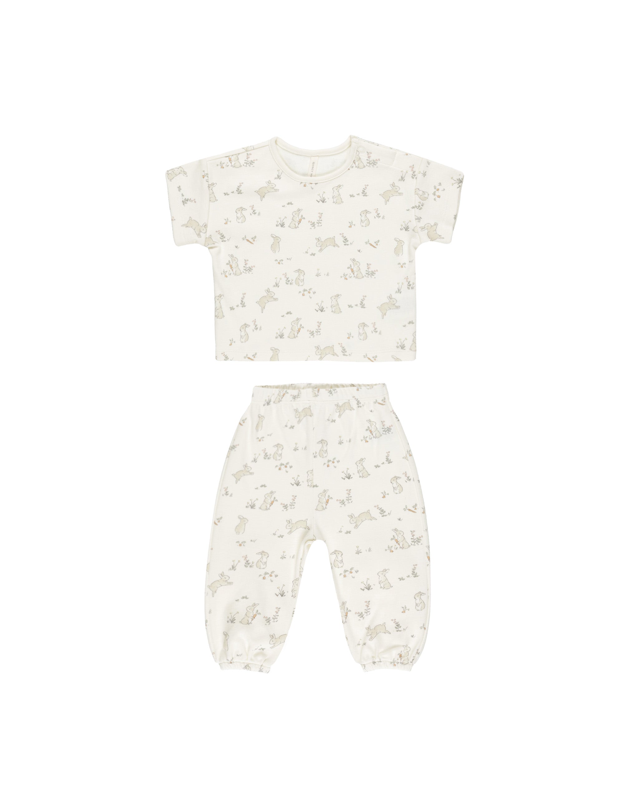 Quincy Mae Jersey Tee + Pant Set - Bunnies