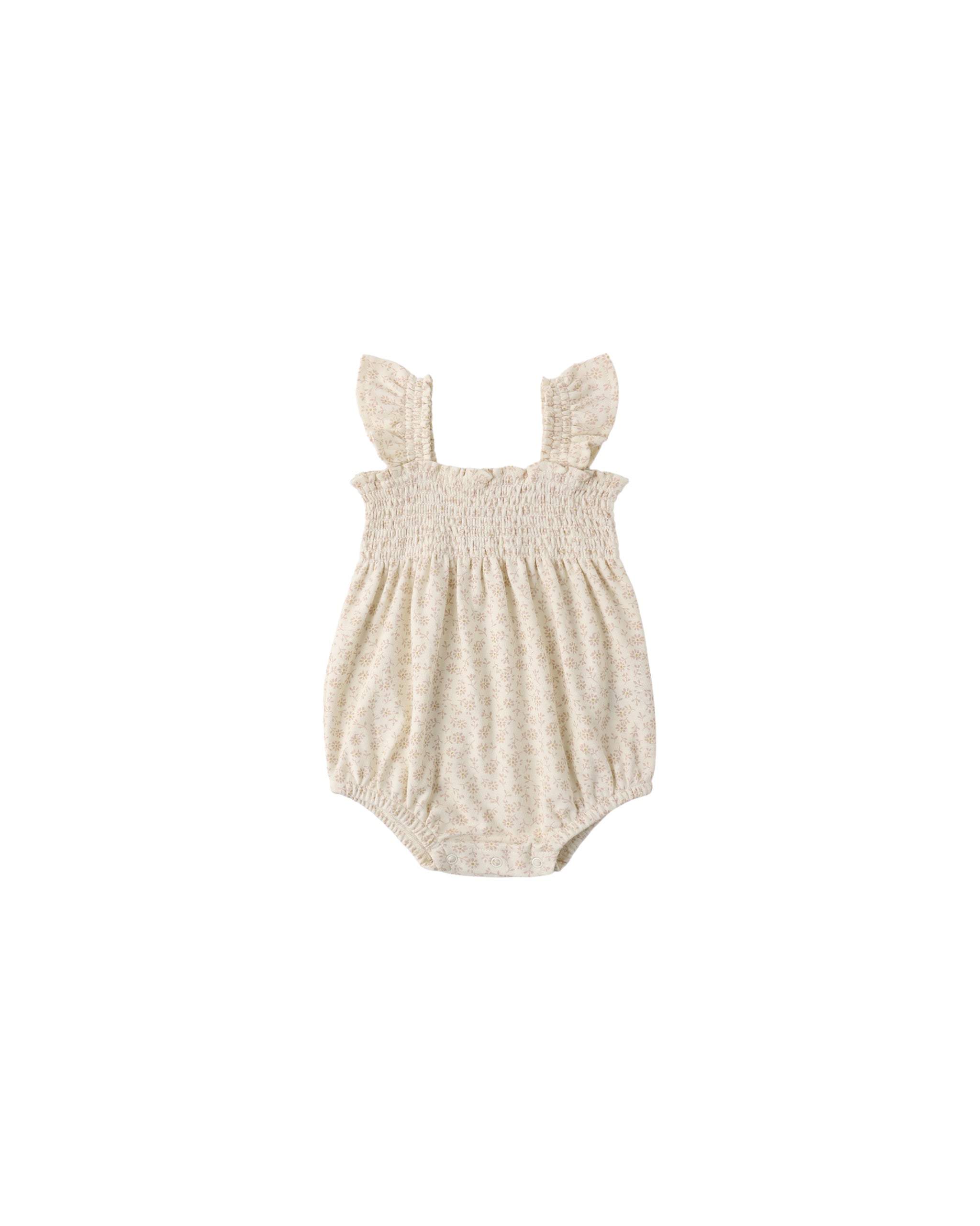 Quincy Mae Smocked Ruffle Sleeve Romper - Ditsy