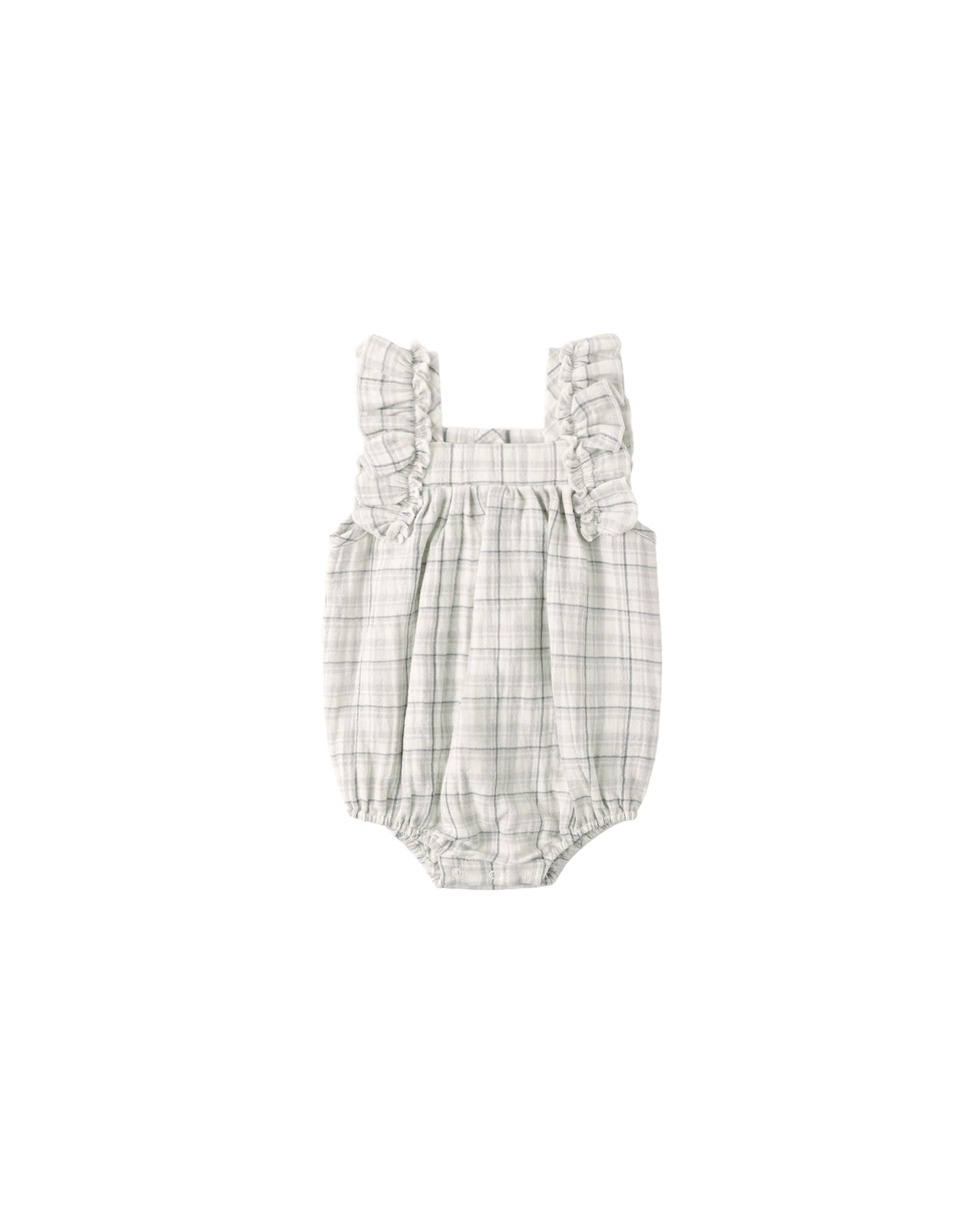 Quincy Mae Maya Romper - Blue Plaid