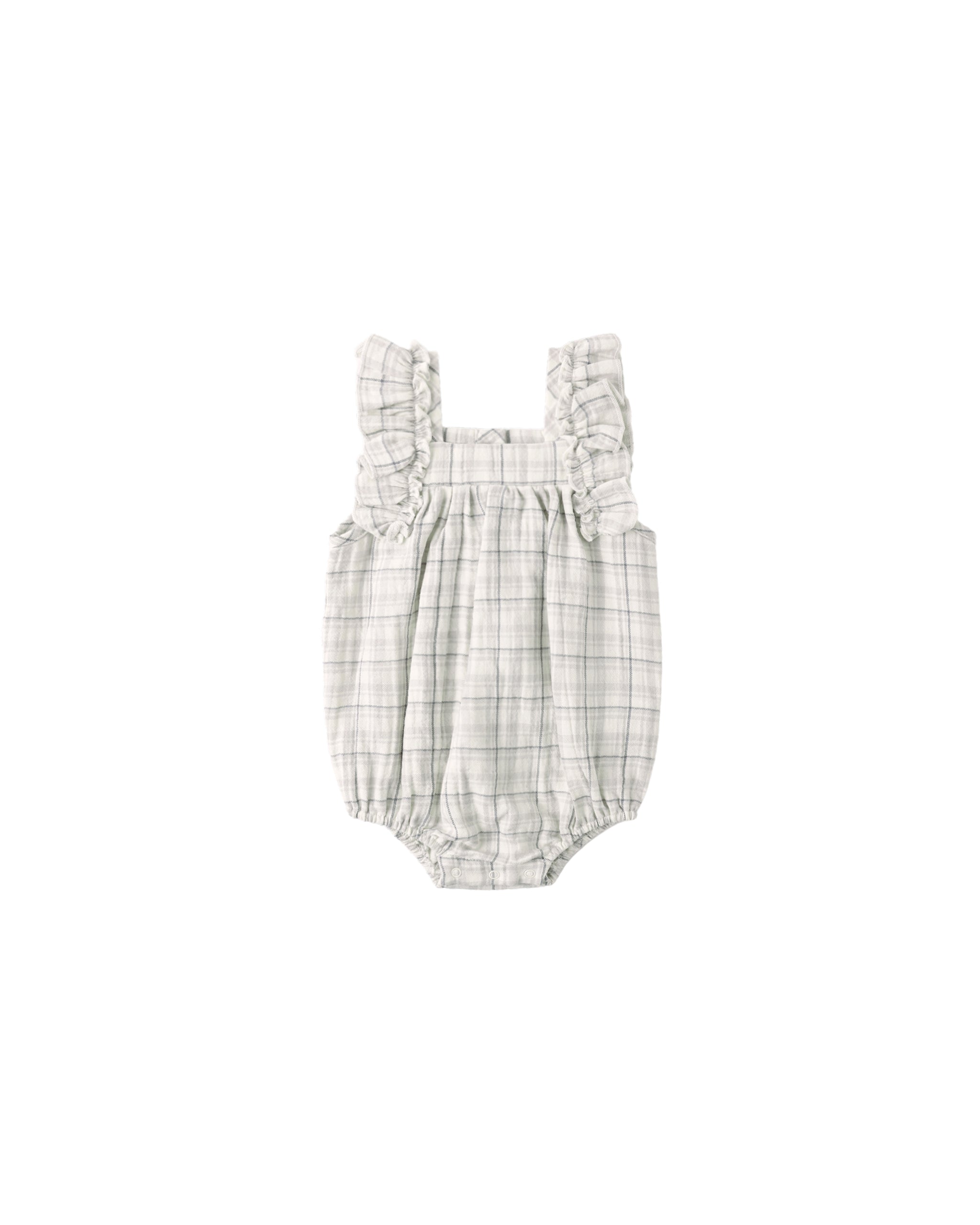 Quincy Mae Maya Romper - Blue Plaid