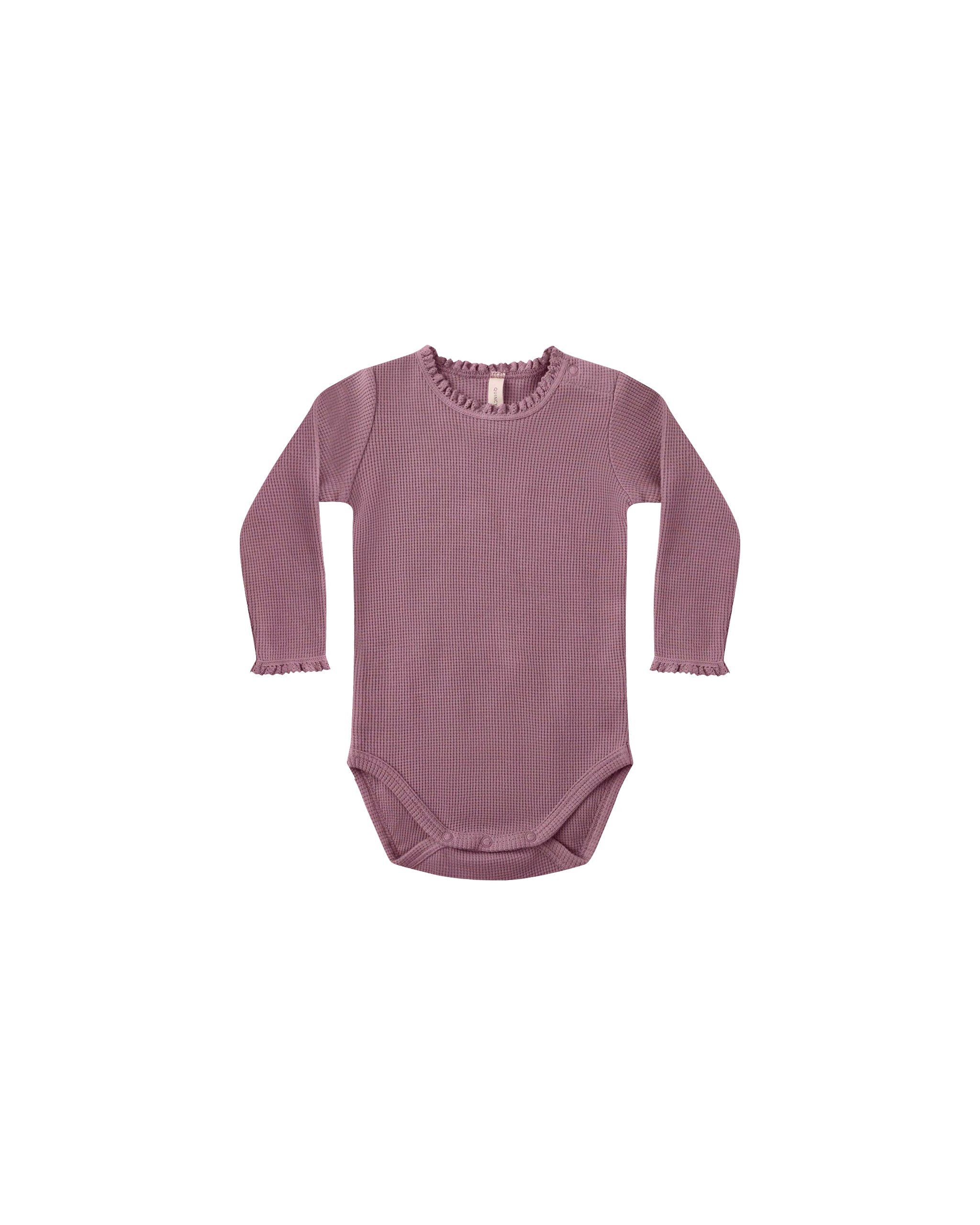 Quincy Mae Waffle Long Sleeve Bodysuit - Mulberry
