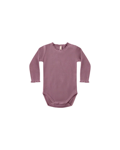 Quincy Mae Waffle Long Sleeve Bodysuit - Mulberry