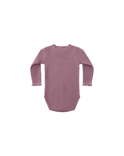 Quincy Mae Waffle Long Sleeve Bodysuit - Mulberry